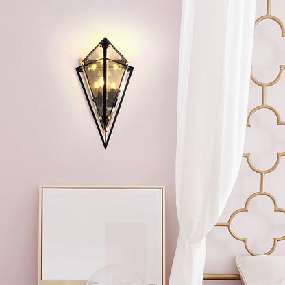 Creative Rhombic Hardware Glass 1-Light Wall Sconce Lamp