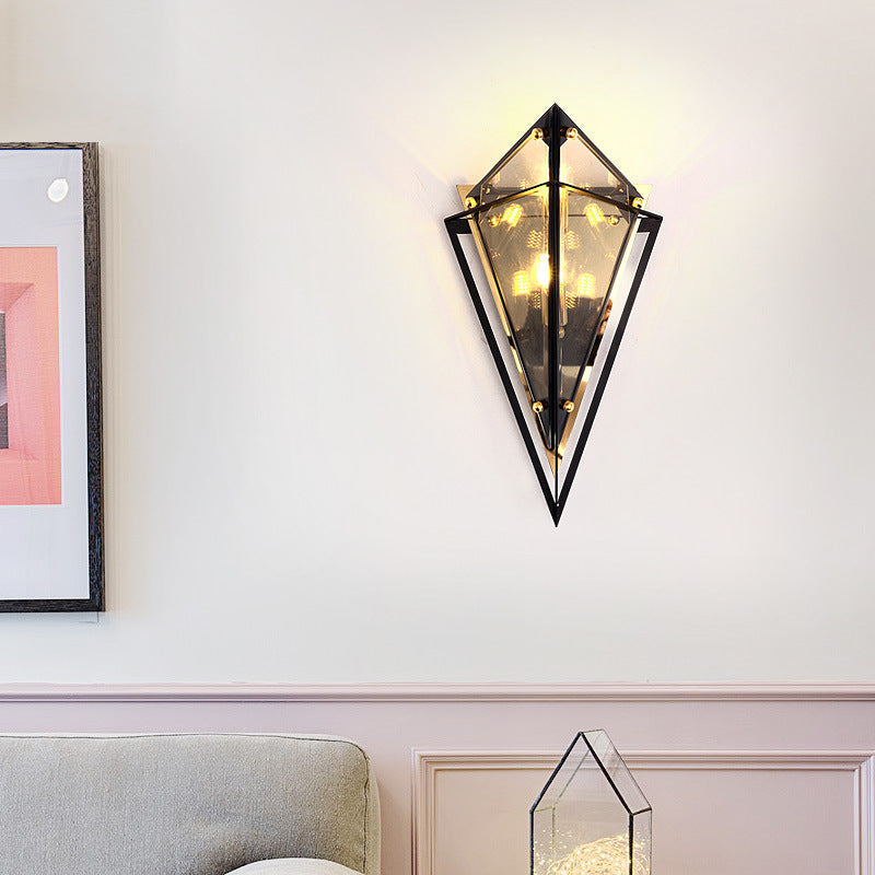 Creative Rhombic Hardware Glass 1-Light Wall Sconce Lamp