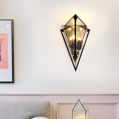 Creative Rhombic Hardware Glass 1-Light Wall Sconce Lamp