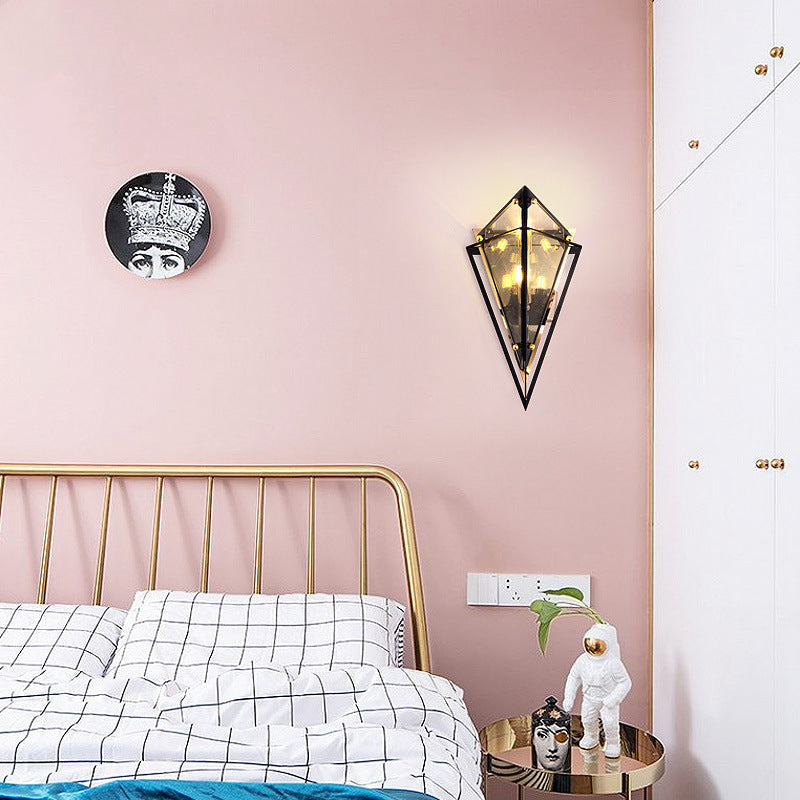 Creative Rhombic Hardware Glass 1-Light Wall Sconce Lamp