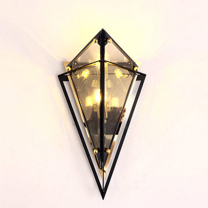 Creative Rhombic Hardware Glass 1-Light Wall Sconce Lamp