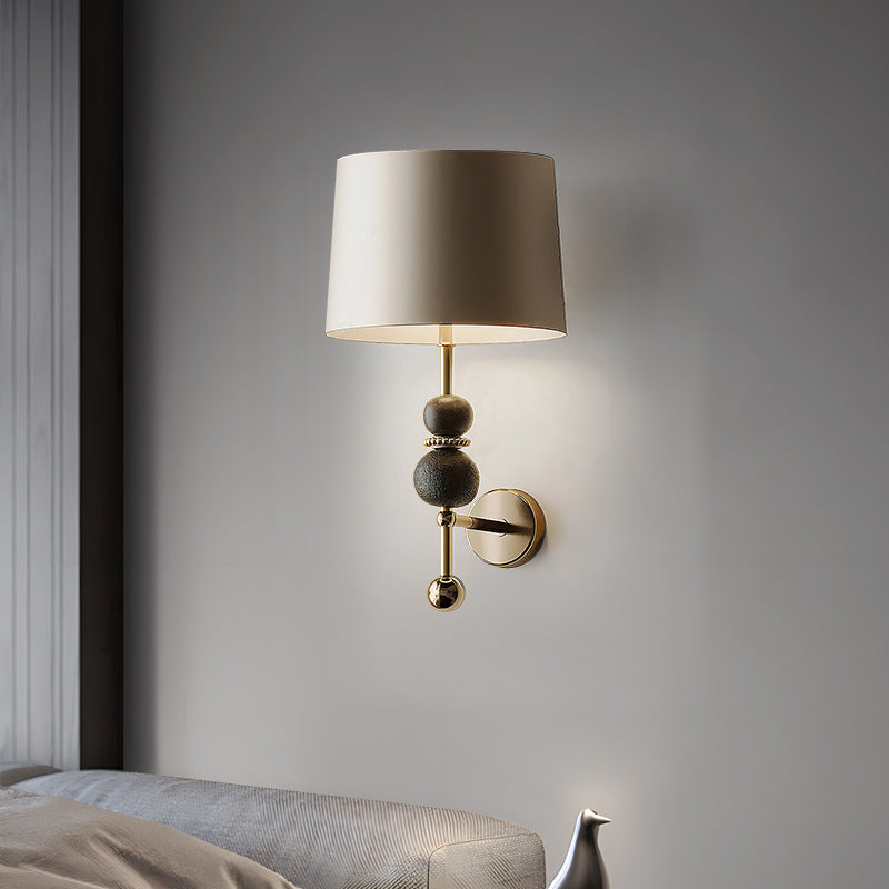Eclectic Fabric Cylinder Shade 1-Light Wall Sconce Lamp