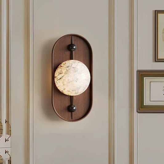 French Iron Marble Spherical Shade 1-Light Wall Sconce Lamp