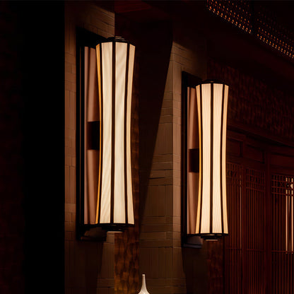 Chinese Iron Fabric Column 1-Light Wall Sconce Lamp