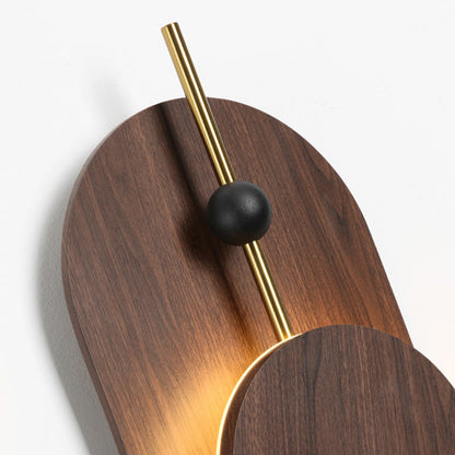 Nordic Ellipse Iron Solid Wood LED Wall Sconce Lamp