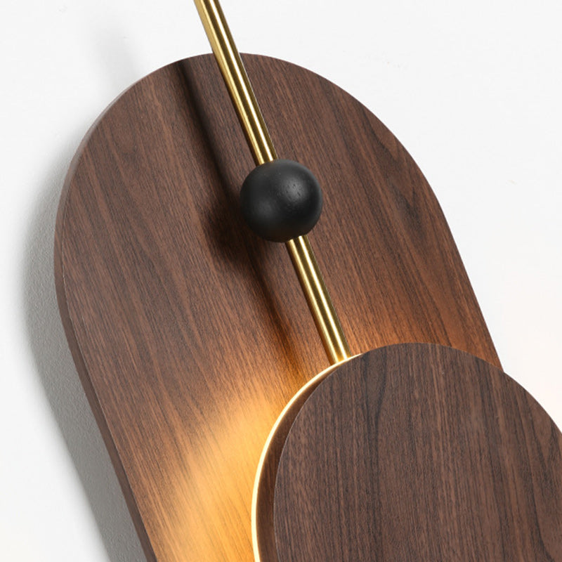 Nordic Ellipse Iron Solid Wood LED Wall Sconce Lamp