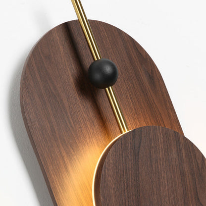 Nordic Ellipse Iron Solid Wood LED Wall Sconce Lamp