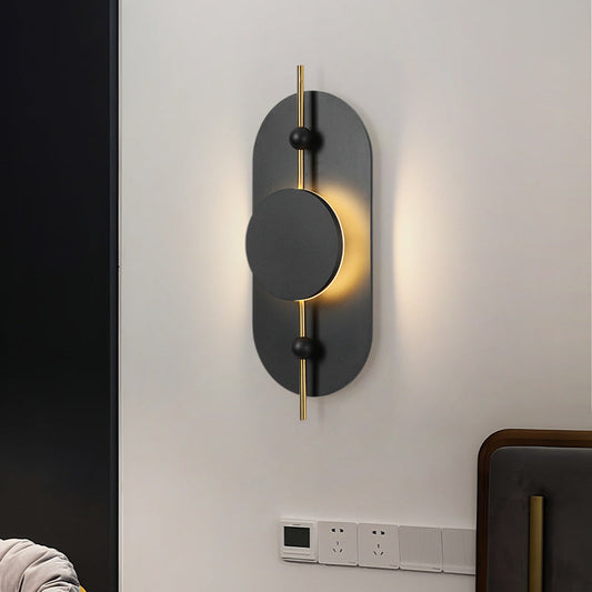 Nordic Ellipse Iron Solid Wood LED Wall Sconce Lamp