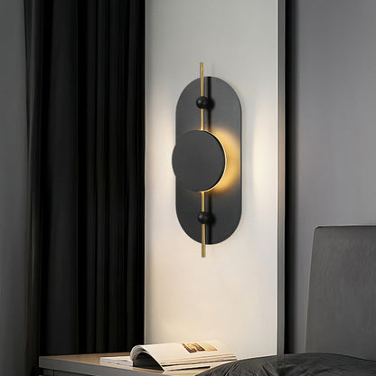 Nordic Ellipse Iron Solid Wood LED Wall Sconce Lamp
