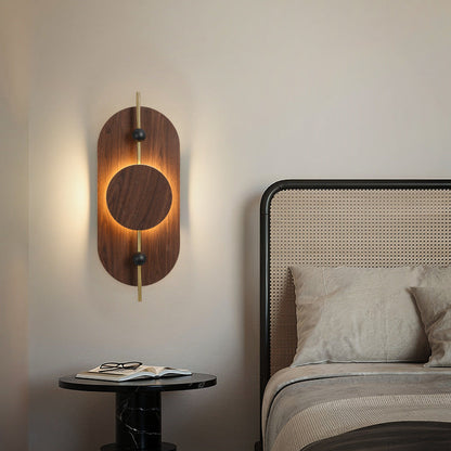Nordic Ellipse Iron Solid Wood LED Wall Sconce Lamp