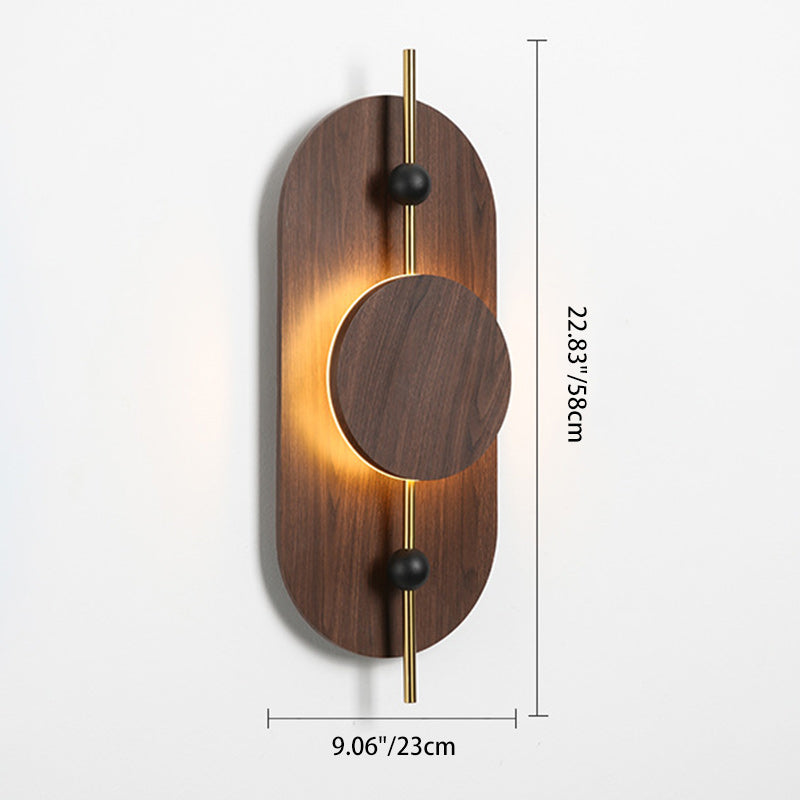 Nordic Ellipse Iron Solid Wood LED Wall Sconce Lamp