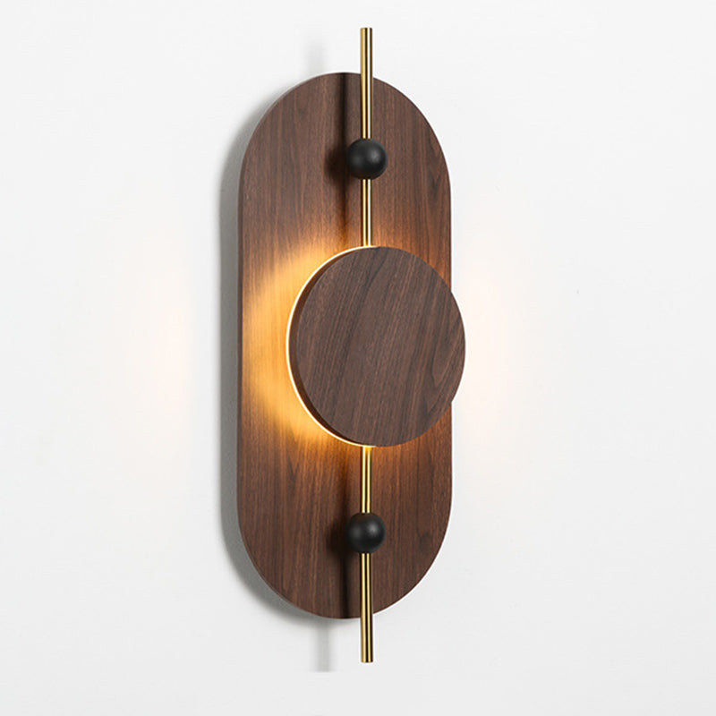 Nordic Ellipse Iron Solid Wood LED Wall Sconce Lamp