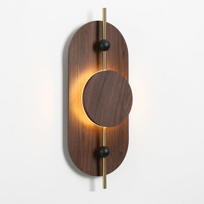 Nordic Ellipse Iron Solid Wood LED Wall Sconce Lamp