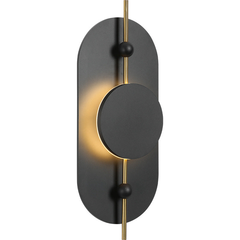 Nordic Ellipse Iron Solid Wood LED Wall Sconce Lamp