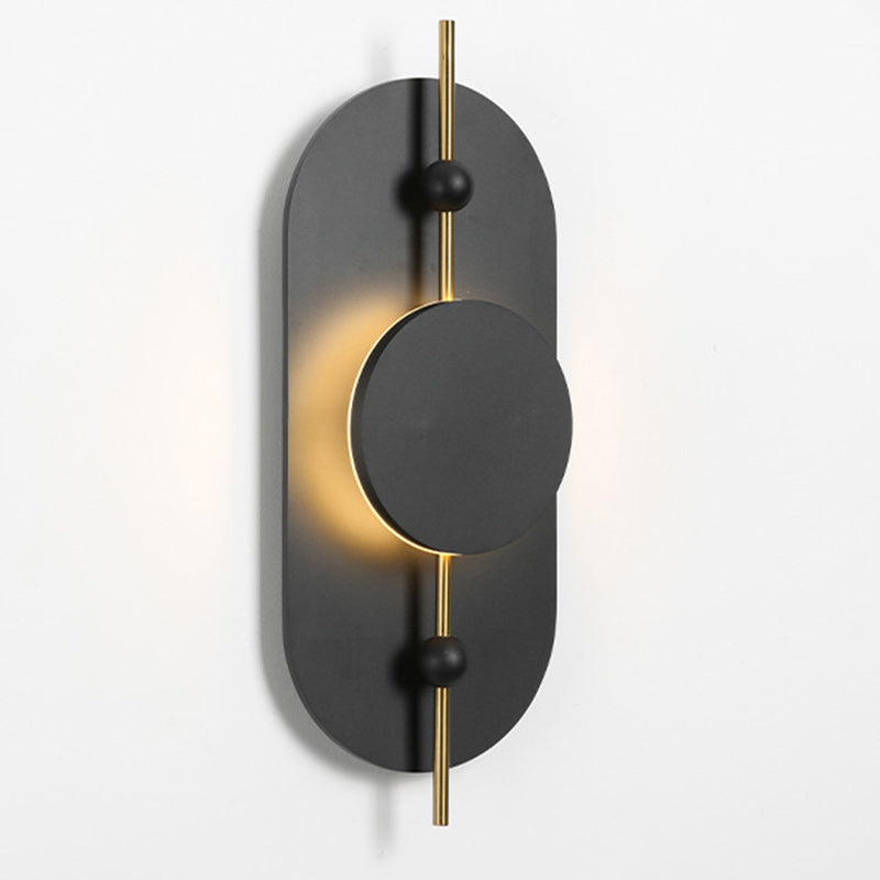 Nordic Ellipse Iron Solid Wood LED Wall Sconce Lamp