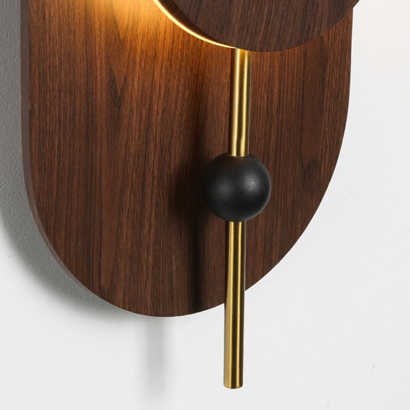 Nordic Ellipse Iron Solid Wood LED Wall Sconce Lamp