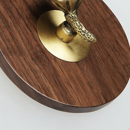 Chinese Walnut Wood Acrylic Shade LED Wall Sconce Lamp