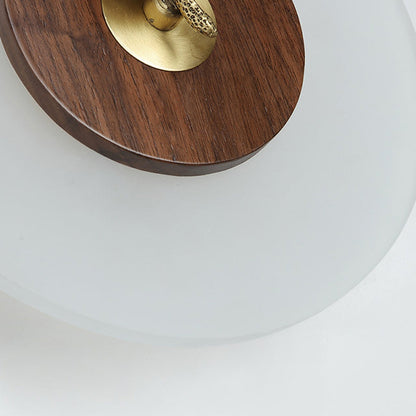 Chinese Walnut Wood Acrylic Shade LED Wall Sconce Lamp