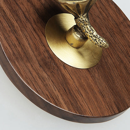 Chinese Walnut Wood Acrylic Shade LED Wall Sconce Lamp