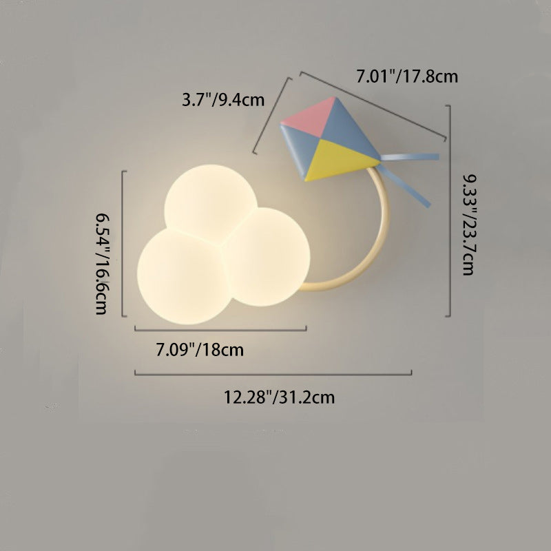 Rainbow Hot Air Balloon Kite Iron PE LED Wall Sconce Lamp