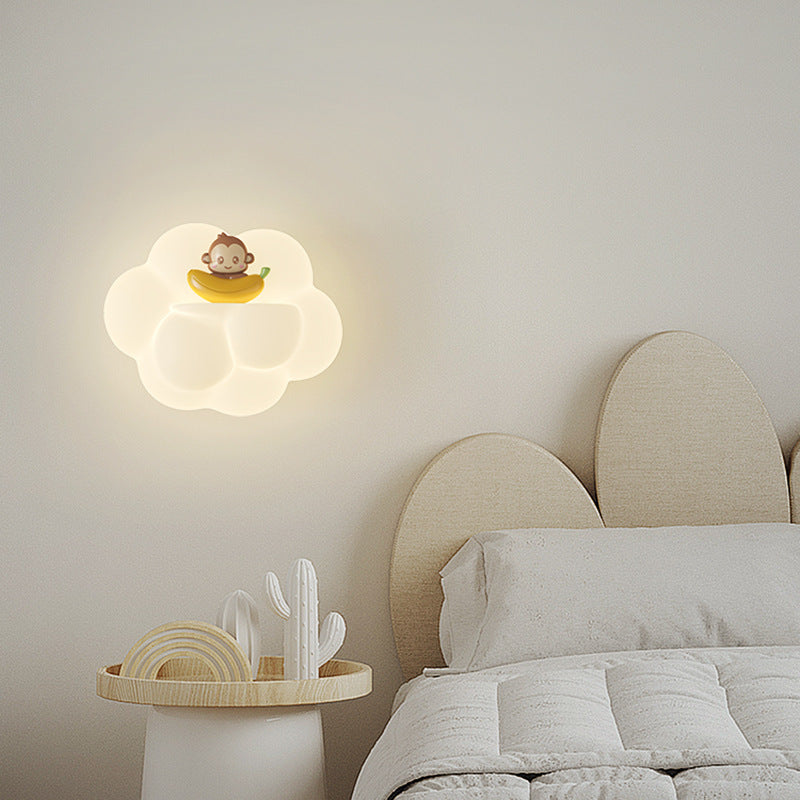 PE Cloud Shade Animal Bear Monkey LED Wall Sconce Lamp
