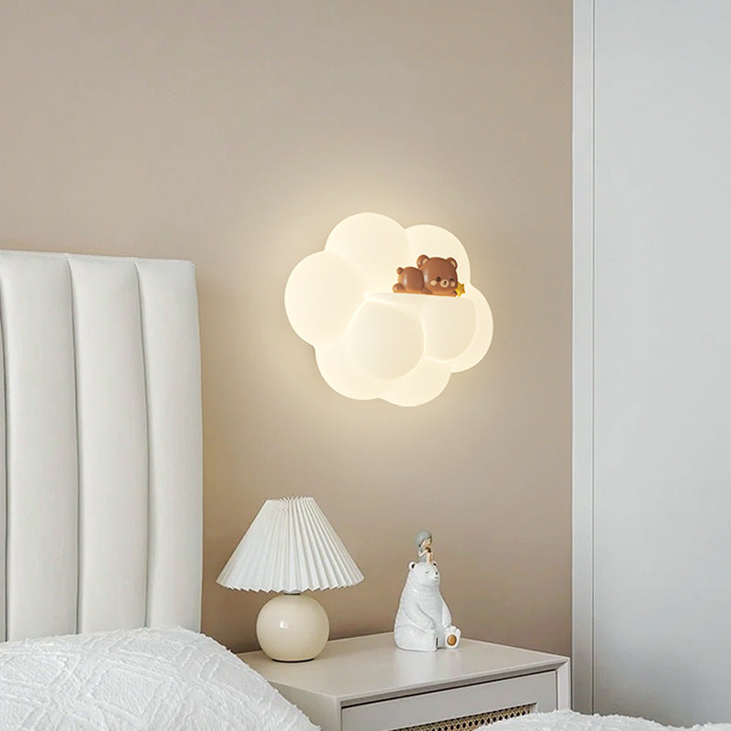 PE Cloud Shade Animal Bear Monkey LED Wall Sconce Lamp