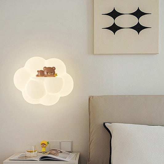 PE Cloud Shade Animal Bear Monkey LED Wall Sconce Lamp