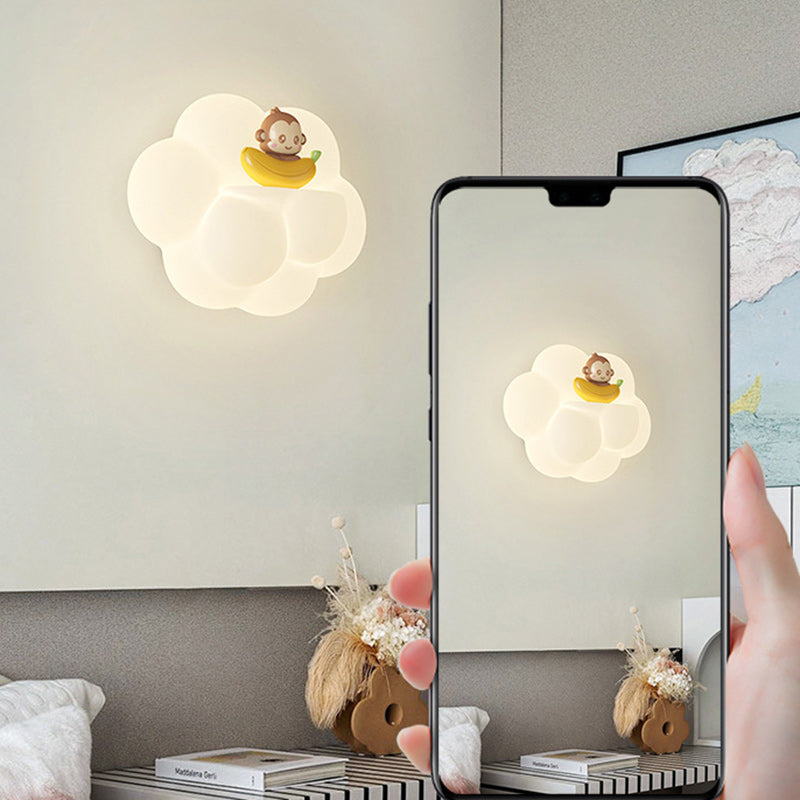 PE Cloud Shade Animal Bear Monkey LED Wall Sconce Lamp
