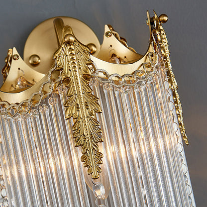 French Crown Glass Tassel Shade 1-Light Wall Sconce Lamp