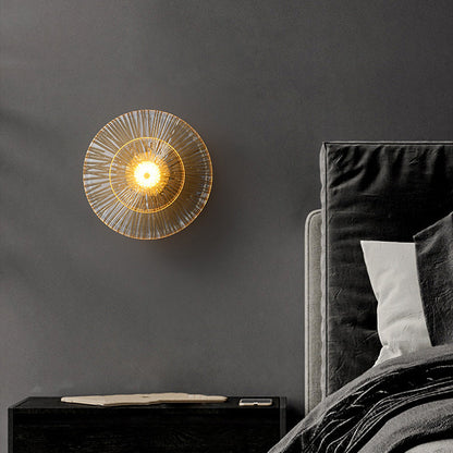 Brass Disc Glass Lotus Leaf Design LED Wall Sconce Lamp
