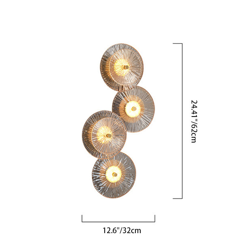 Brass Disc Glass Lotus Leaf Design LED Wall Sconce Lamp