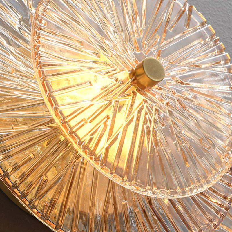 Brass Disc Glass Lotus Leaf Design LED Wall Sconce Lamp