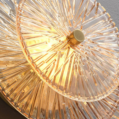 Brass Disc Glass Lotus Leaf Design LED Wall Sconce Lamp