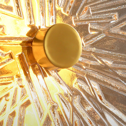 Brass Disc Glass Lotus Leaf Design LED Wall Sconce Lamp