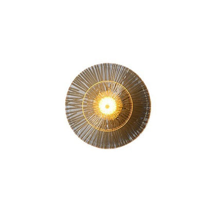 Brass Disc Glass Lotus Leaf Design LED Wall Sconce Lamp