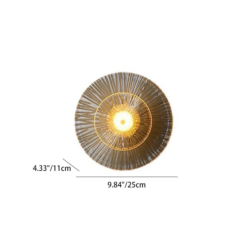 Brass Disc Glass Lotus Leaf Design LED Wall Sconce Lamp