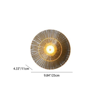 Brass Disc Glass Lotus Leaf Design LED Wall Sconce Lamp