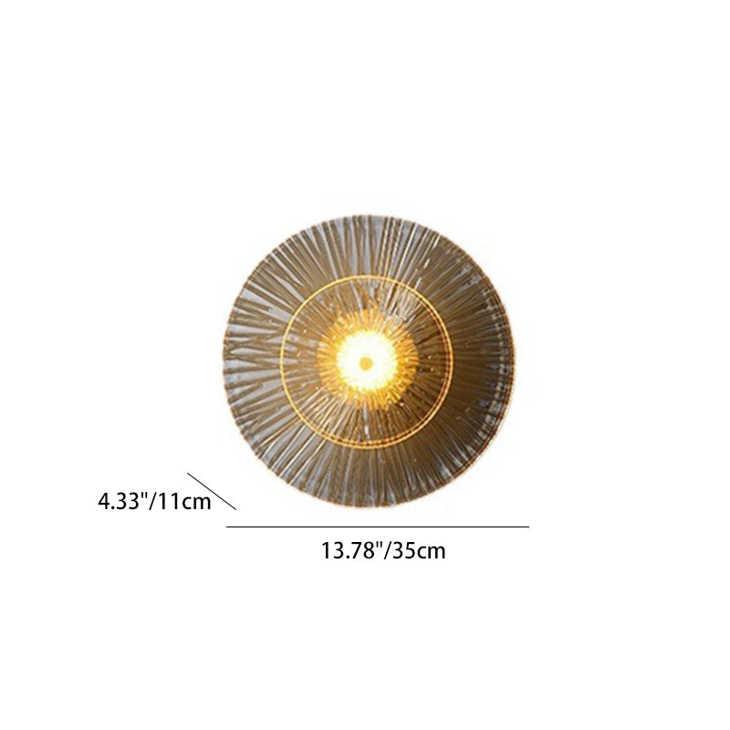 Brass Disc Glass Lotus Leaf Design LED Wall Sconce Lamp