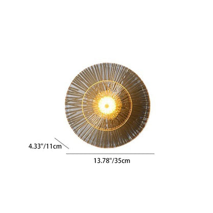 Brass Disc Glass Lotus Leaf Design LED Wall Sconce Lamp