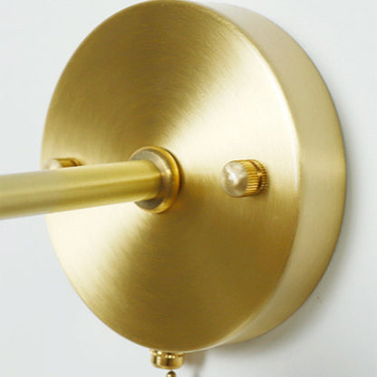 French Brass Flower Glass Shade 1-Light Wall Sconce Lamp