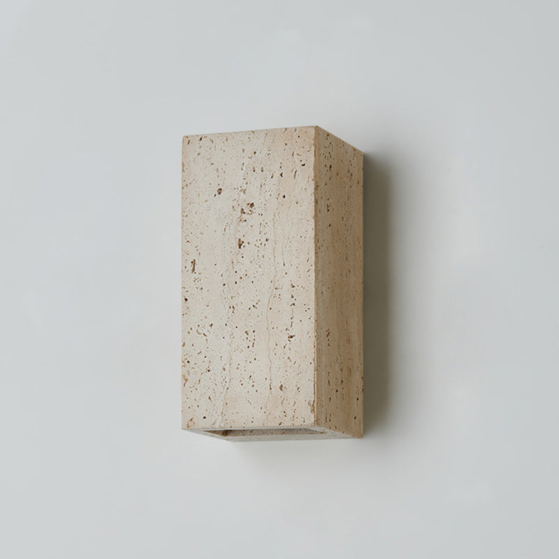 Japanese Beige Travertine Cube LED Wall Sconce Lamp