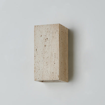 Japanese Beige Travertine Cube LED Wall Sconce Lamp