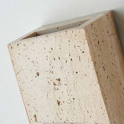 Japanese Beige Travertine Cube LED Wall Sconce Lamp