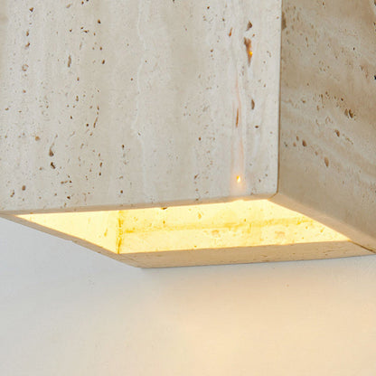 Japanese Beige Travertine Cube LED Wall Sconce Lamp