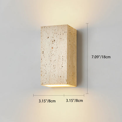 Japanese Beige Travertine Cube LED Wall Sconce Lamp