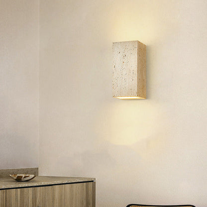 Japanese Beige Travertine Cube LED Wall Sconce Lamp