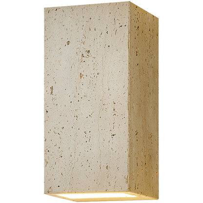Japanese Beige Travertine Cube LED Wall Sconce Lamp