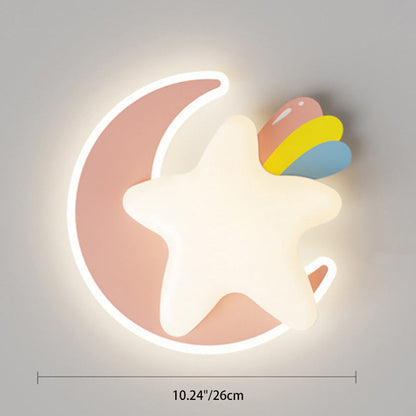 Creative Star Moon PE Shade Iron LED Wall Sconce Lamp