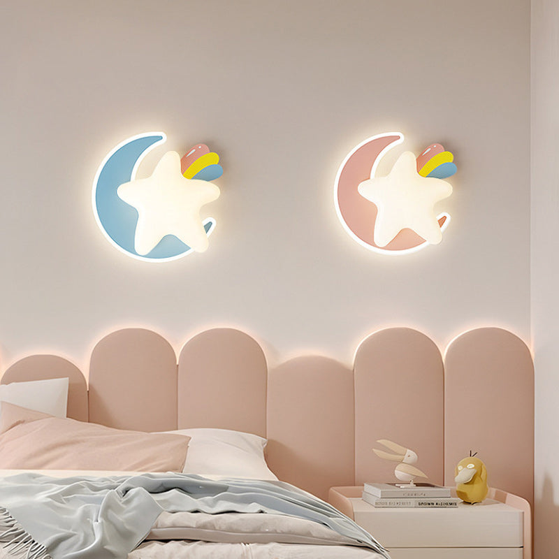 Creative Star Moon PE Shade Iron LED Wall Sconce Lamp
