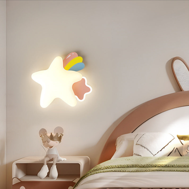 Creative Star Moon PE Shade Iron LED Wall Sconce Lamp